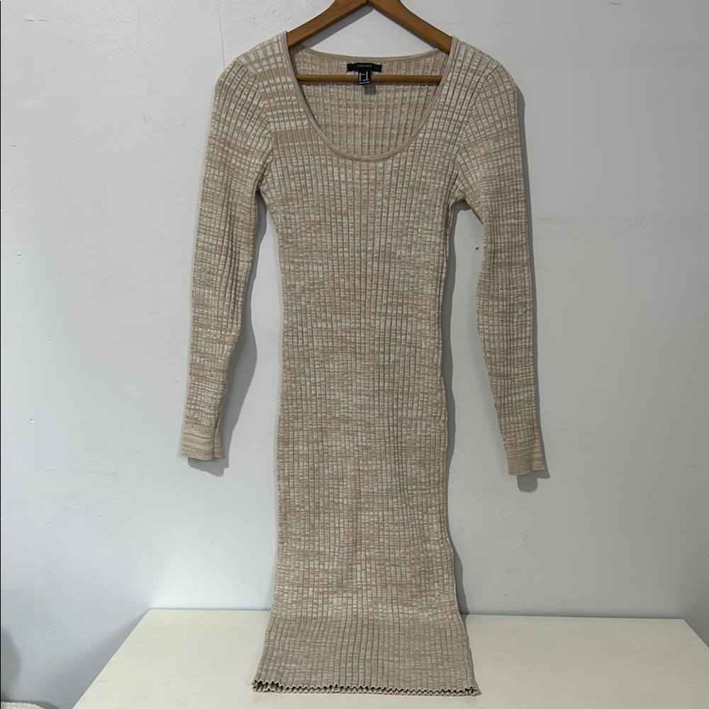 Forever 21 Tan Ribbed Bodycon Midi Dress